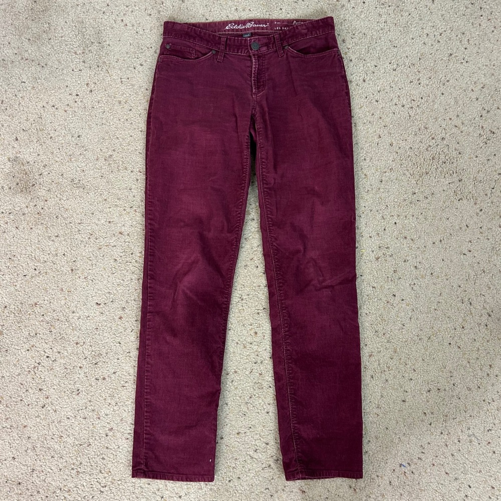 90s Eddie Bauer Corduroy Pants Burgundy Boyfriend Relaxed Fit Size 4 Women's